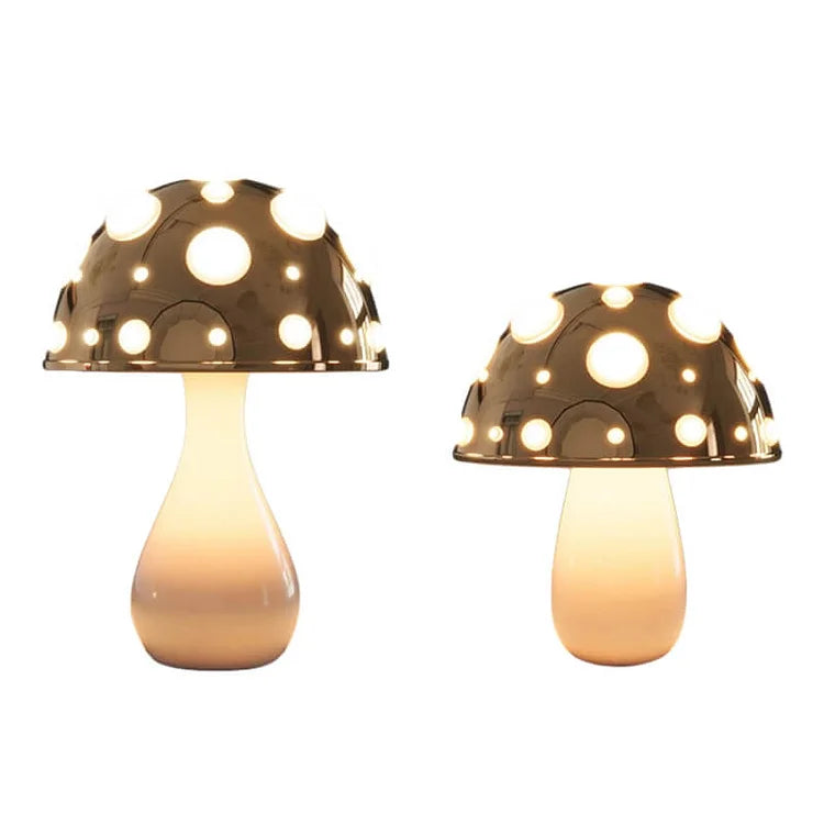 GlühPilz Tischlampe Märchenstil LED Rotweiß für Schlafzimmer