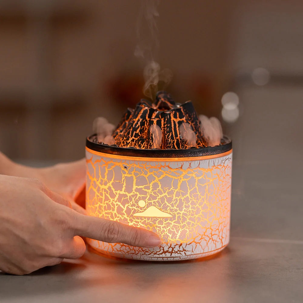 VapoGlow Deko-Luftbefeuchter Vulkanstil  LED schwarz Wohnzimmer