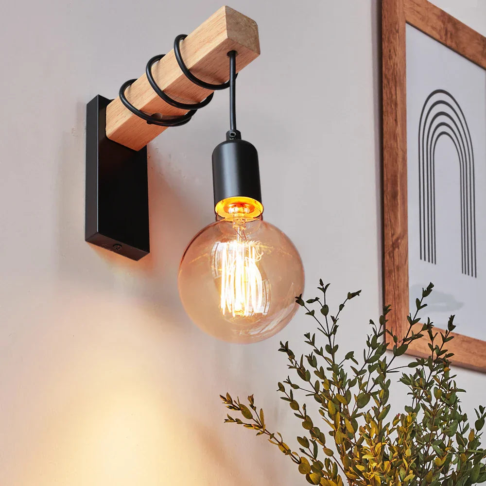 OakSteel LED-Wandleuchte aus Holz & Metall – Rustikales Design für Wohnzimmer