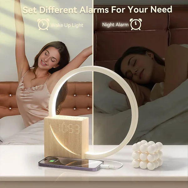 GlowTime Touch Wecker – Modernes Nachttischlicht mit Touch-Steuerung Weiß Schlafzimmer