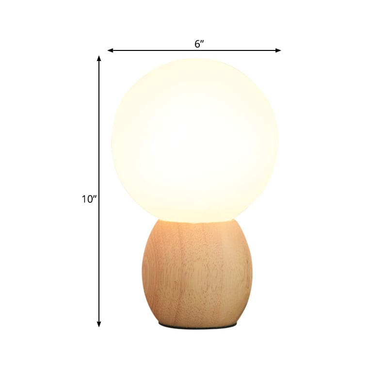 OrbinaGlow Nachttischlampe Modern Holzfuß Weiß Kugelform Schlafzimmer