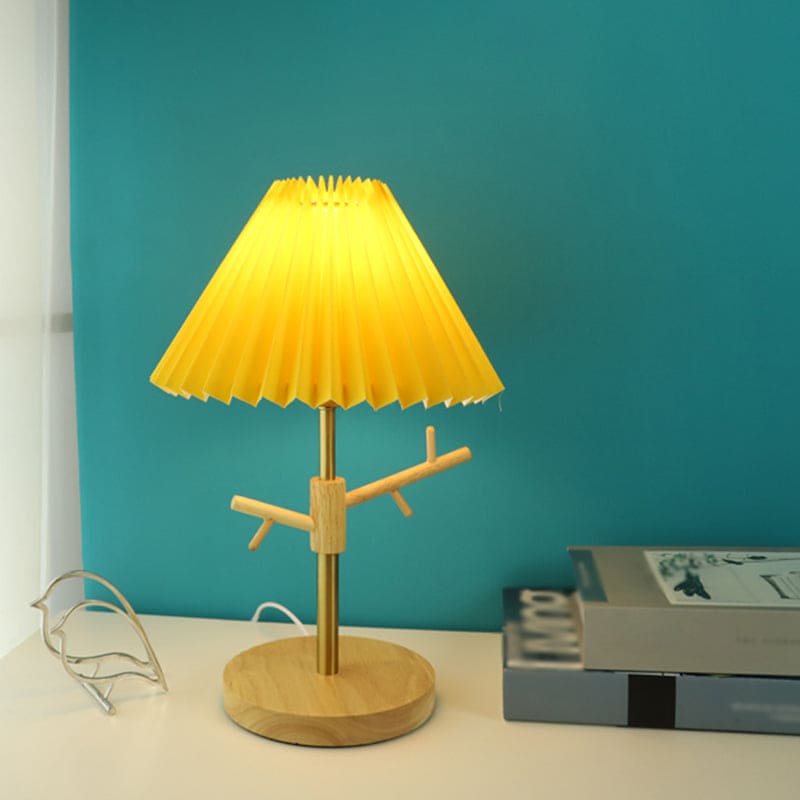 FoldaNord Nachttischlampe Skandi-Stil Holzregal Weiß Schlafzimmer