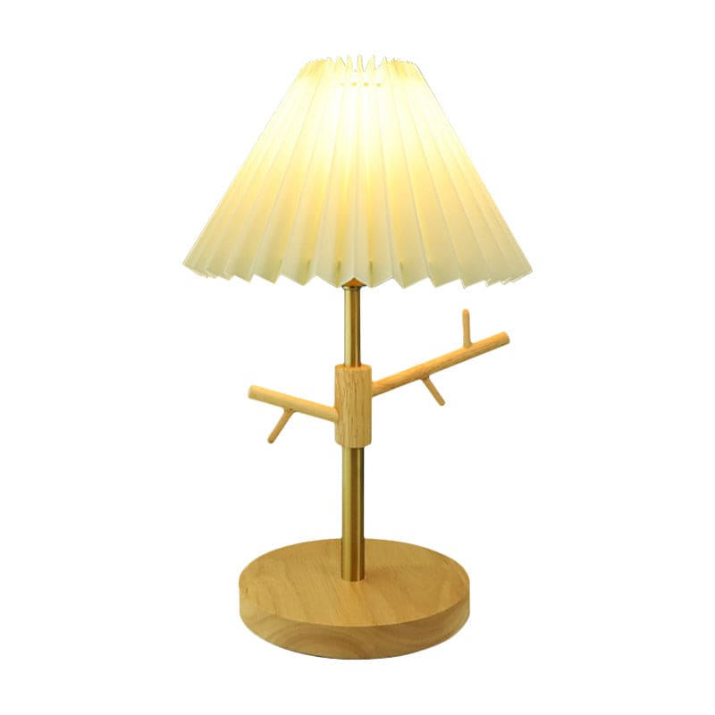 FoldaNord Nachttischlampe Skandi-Stil Holzregal Weiß Schlafzimmer