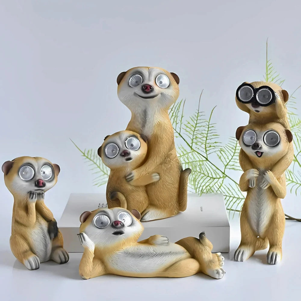 LumoSurikat Solarleuchten – Tierfiguren LED Licht Braun für Garten