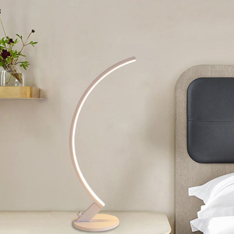 ArcoLume Bogen-Tischlampe modern Metall Silber Wohnzimmer
