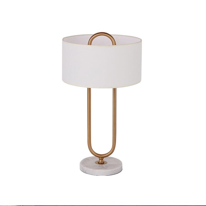 AnnaLicht – Weiße Trommel-Nachtlampe mit ovalem Standfuß Schlafzimmer