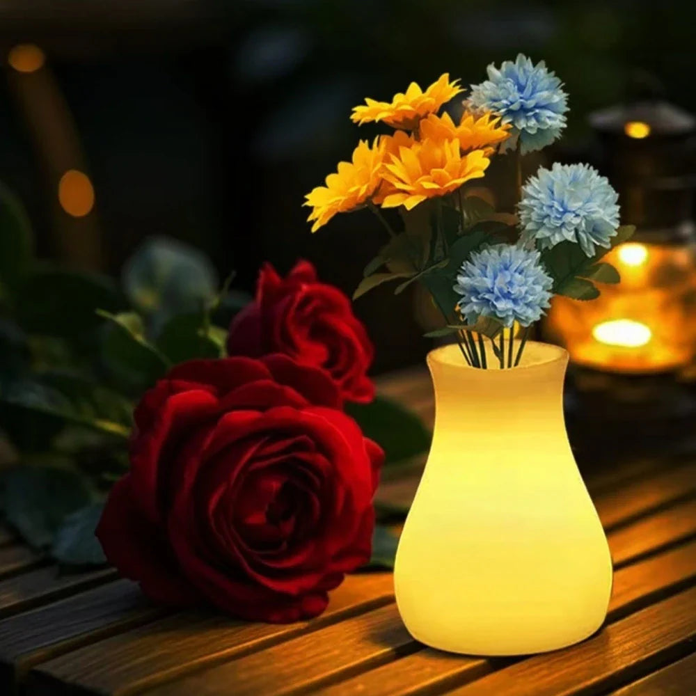 LumoVase LED Blumenvase – Leuchtdeko Weiß für Garten & Balkon