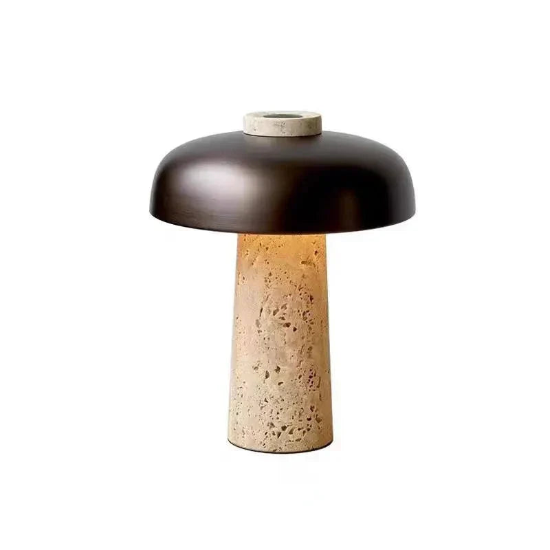 TravinoLux Tischlampe – Naturstein Travertin Warmlicht Wohnzimmer