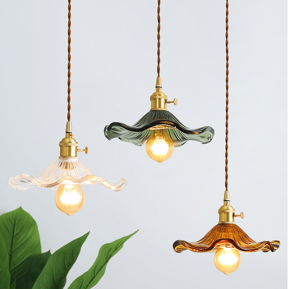 Tropical Bloom Pendelleuchte aus Glas & Messing