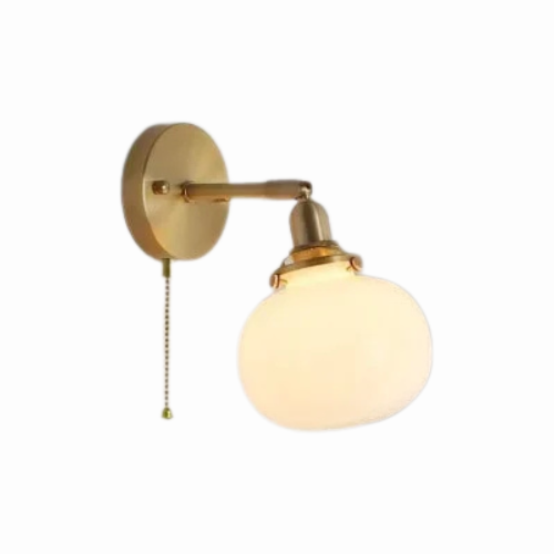 LichtZen - Nordisch moderne Wandleuchte mit Zugschalter - Glas und Eisen für Schlafzimmer oder Bad