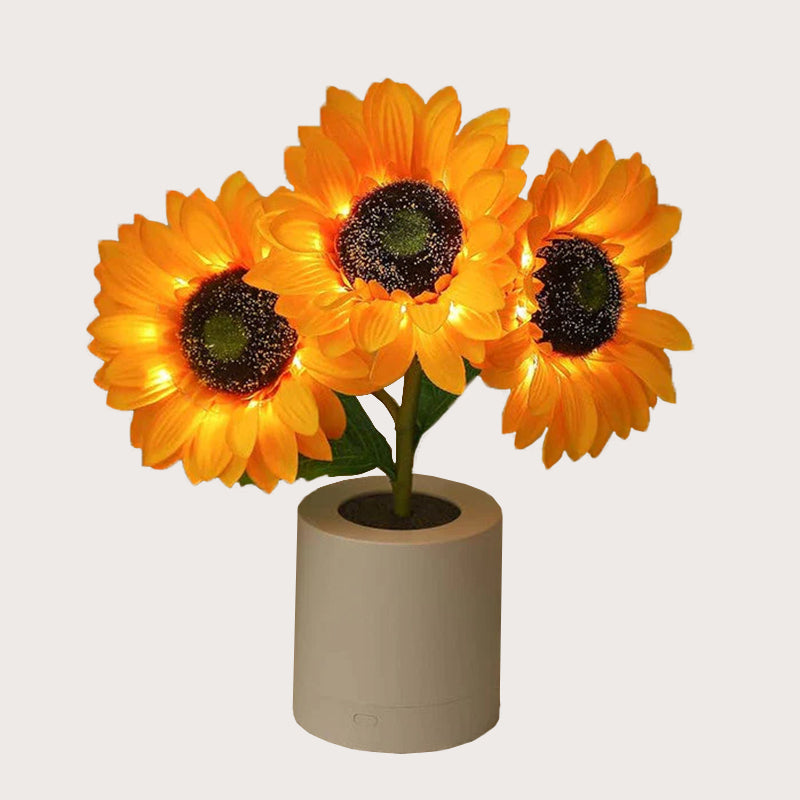 Sonnenblumen Tischlampe LED – Warmes Licht für Wohnzimmer, Schlafzimmer