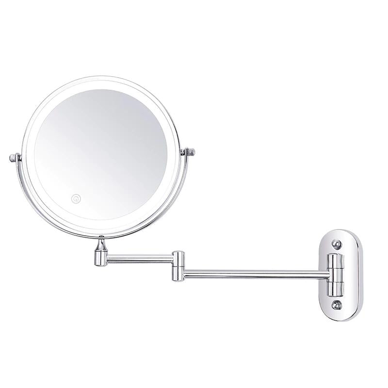 GlowMax Wiederaufladbarer LED-Makeupspiegel – Chromsilber Bad & Schminktisch