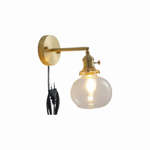 LichtZen - Nordisch moderne Wandleuchte mit Zugschalter - Glas und Eisen für Schlafzimmer oder Bad