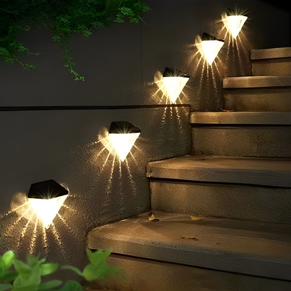 GeoLuxe - Geometrische LED-Solar-Wandleuchte - Wasserdicht Schwarz für Außenbeleuchtung