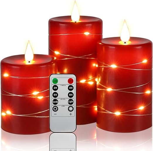 Lichtzauber LED-Kerzen-Set – Flackereffekt, Creme, für Wohnzimmer