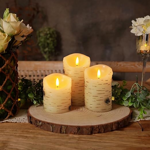 Lichtzauber LED-Kerzen-Set – Flackereffekt, Creme, für Wohnzimmer