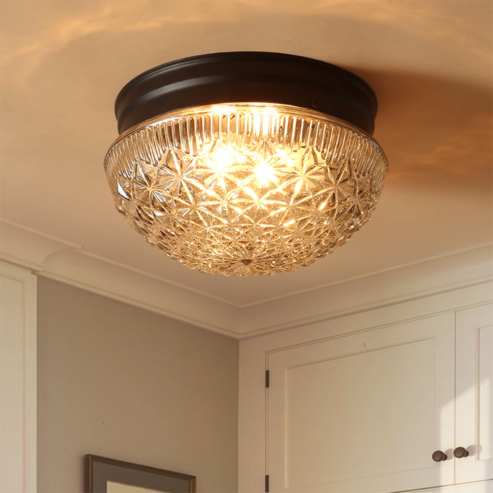 CrystalBreeze - Gerippte Glas-Deckenleuchte für das Schlafzimmer