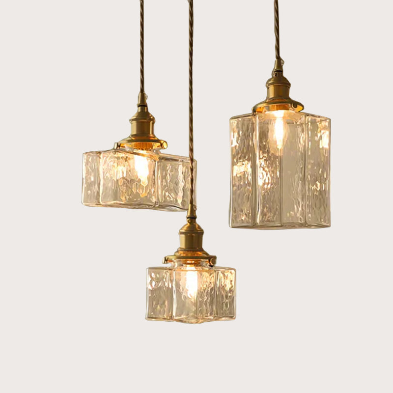 Retro Pendelleuchte aus Glas – LED – Goldkabel – Schlafzimmer