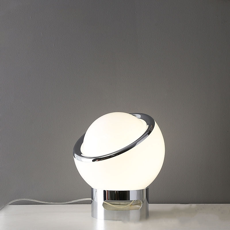 OpalLux Bauhaus Tischlampe – Französisches Design Opalglas Weiß Wohnzimmer