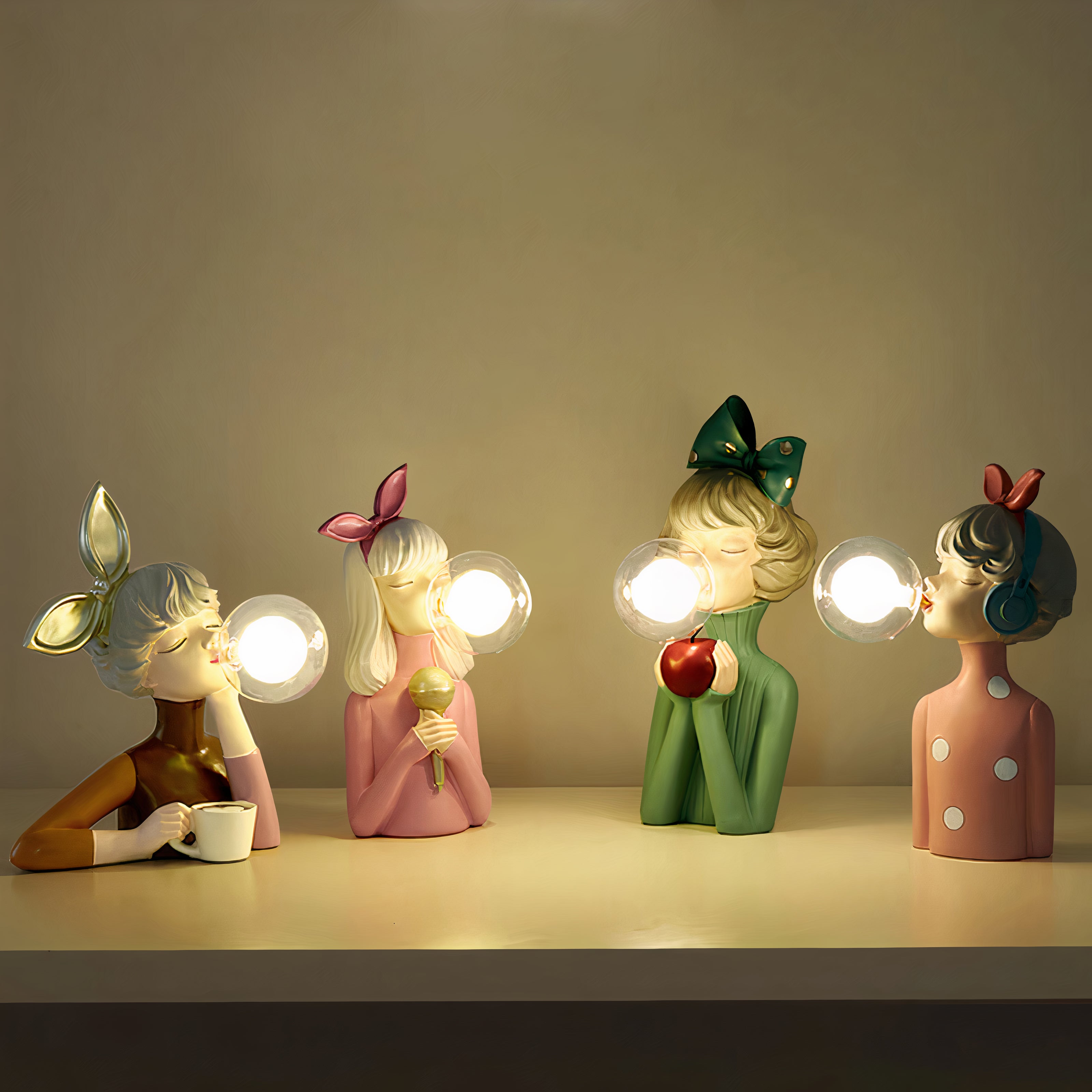 LumiSisters Vintage-Tischleuchte Keramik & Stoffschirm Creme fürs Wohnzimmer