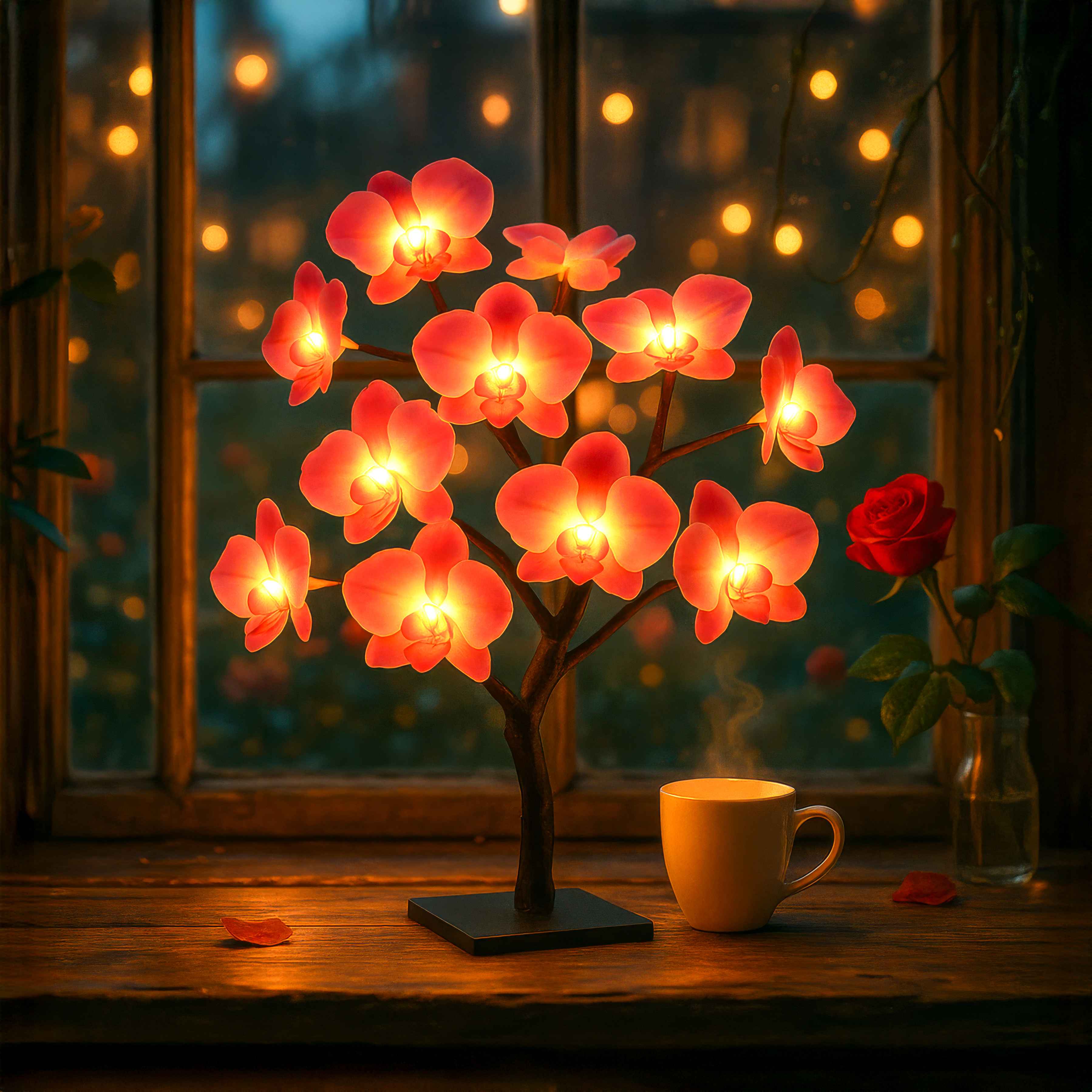 FloraGlow Flame – LED Deko-Lampe warmweiß für Wohnzimmer