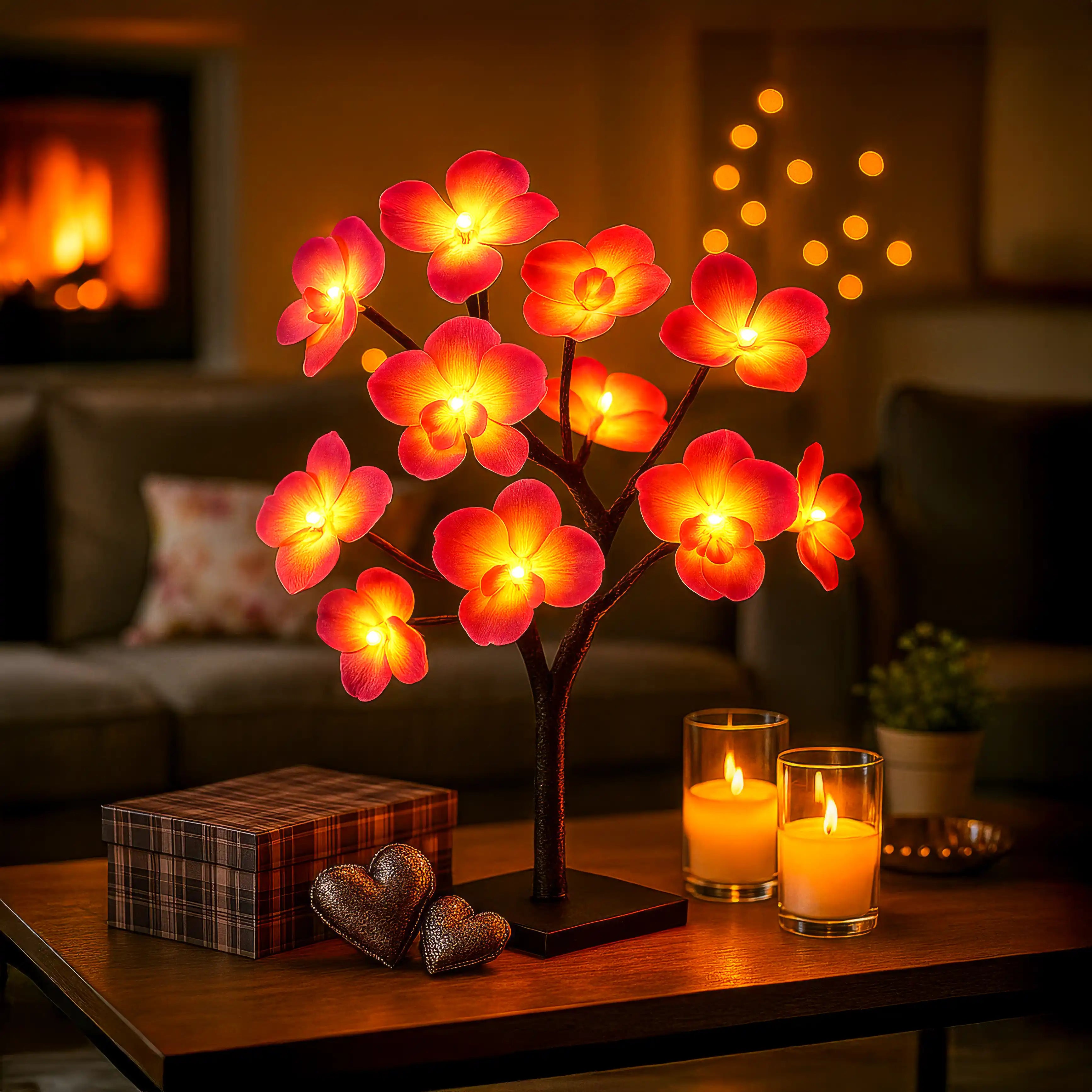 FloraGlow Flame – LED Deko-Lampe warmweiß für Wohnzimmer