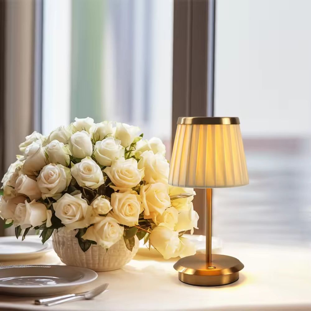LumiÉpoque Tischlampe – Klassisch, Stoffschirm, Creme, Wohnzimmer