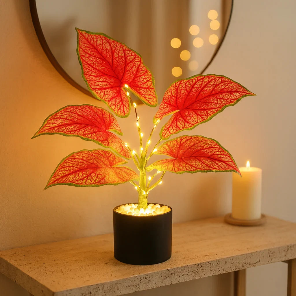 GlowMonstera – LED Pflanzenlampe warmweiß, Karmesinrot für Innenräume