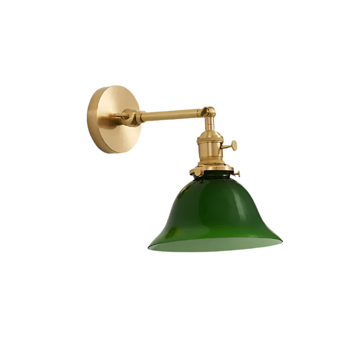 GlasLicht – Vintage Schwenkarm Wandleuchte Grün für Terrasse & Garten