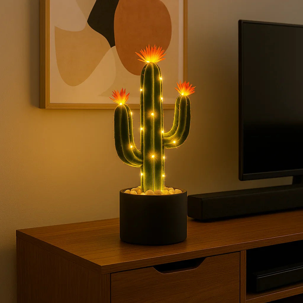 Leuchtender Kaktus LED-Lampe in Grün für Wohnzimmer