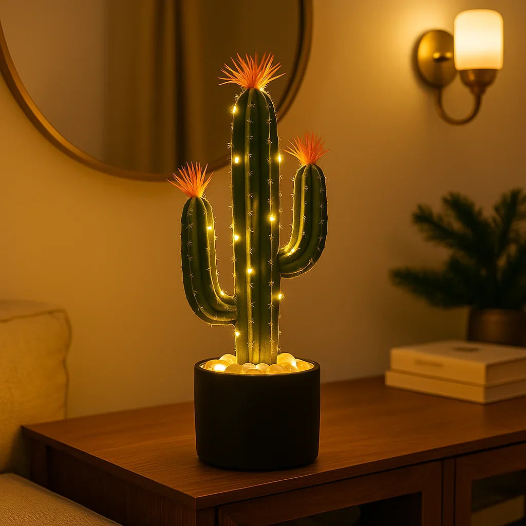 Leuchtender Kaktus LED-Lampe in Grün für Wohnzimmer