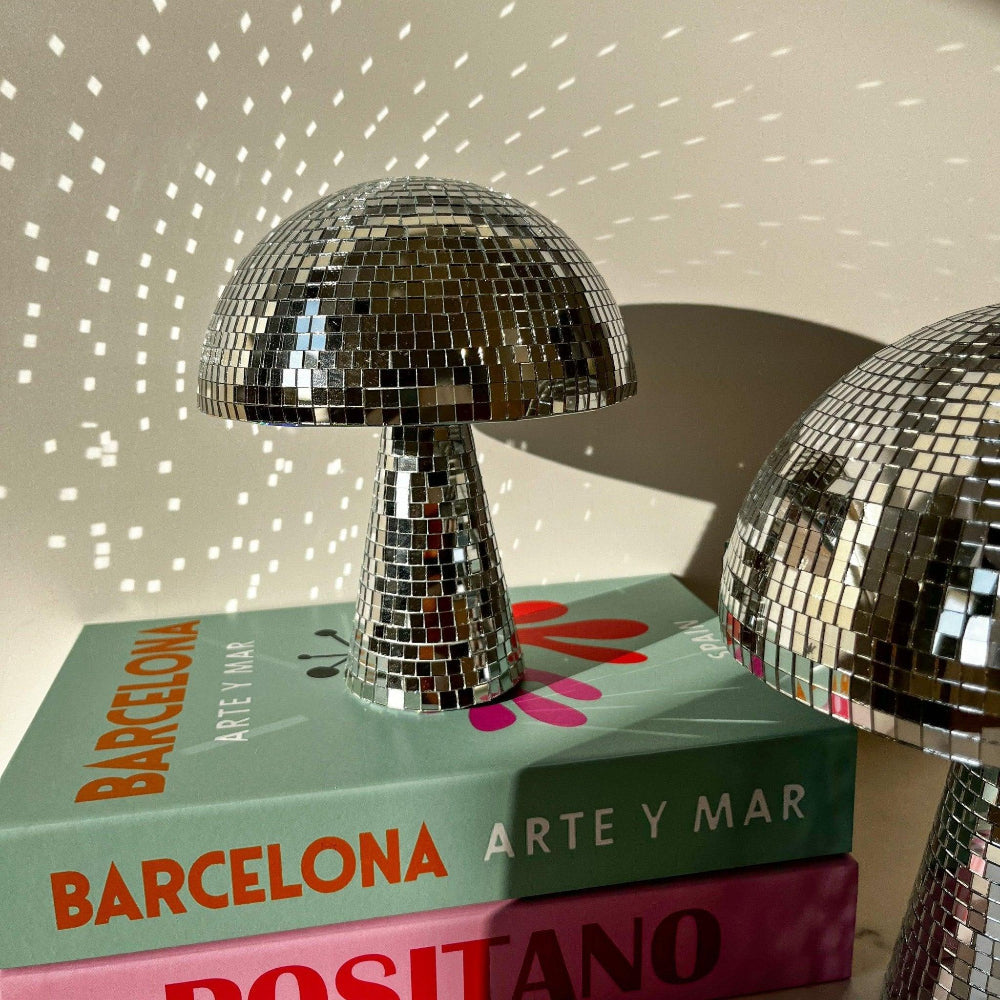 GlowFun Disco-Pilzlampe – Retro LED mit Glitzereffekt Terrasse