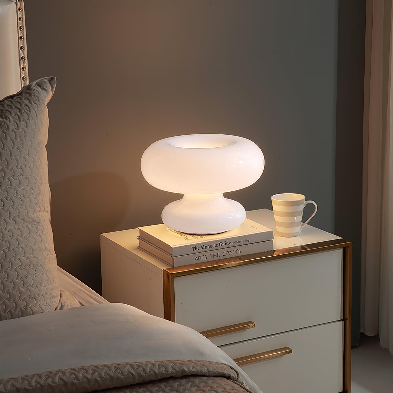 LumiDon Tischlampe – Modern, Donut-Form, Weiß,
