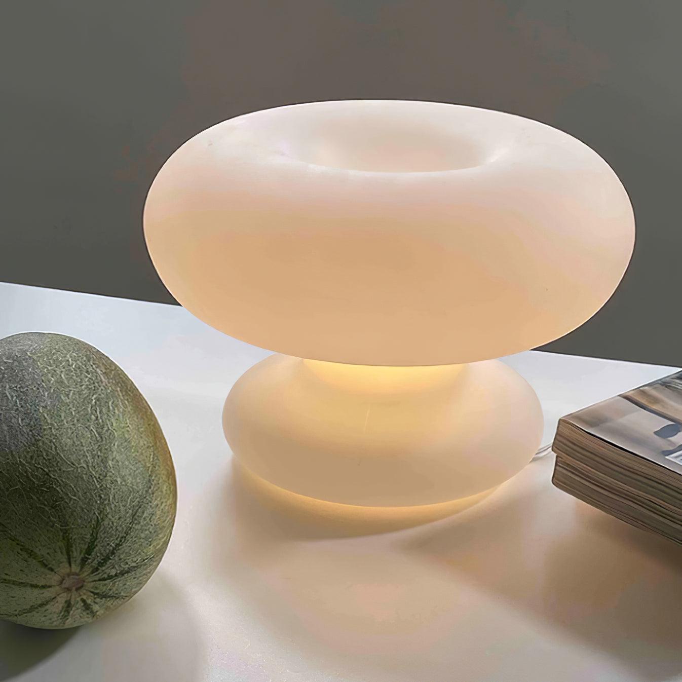 LumiDon Tischlampe – Modern, Donut-Form, Weiß,