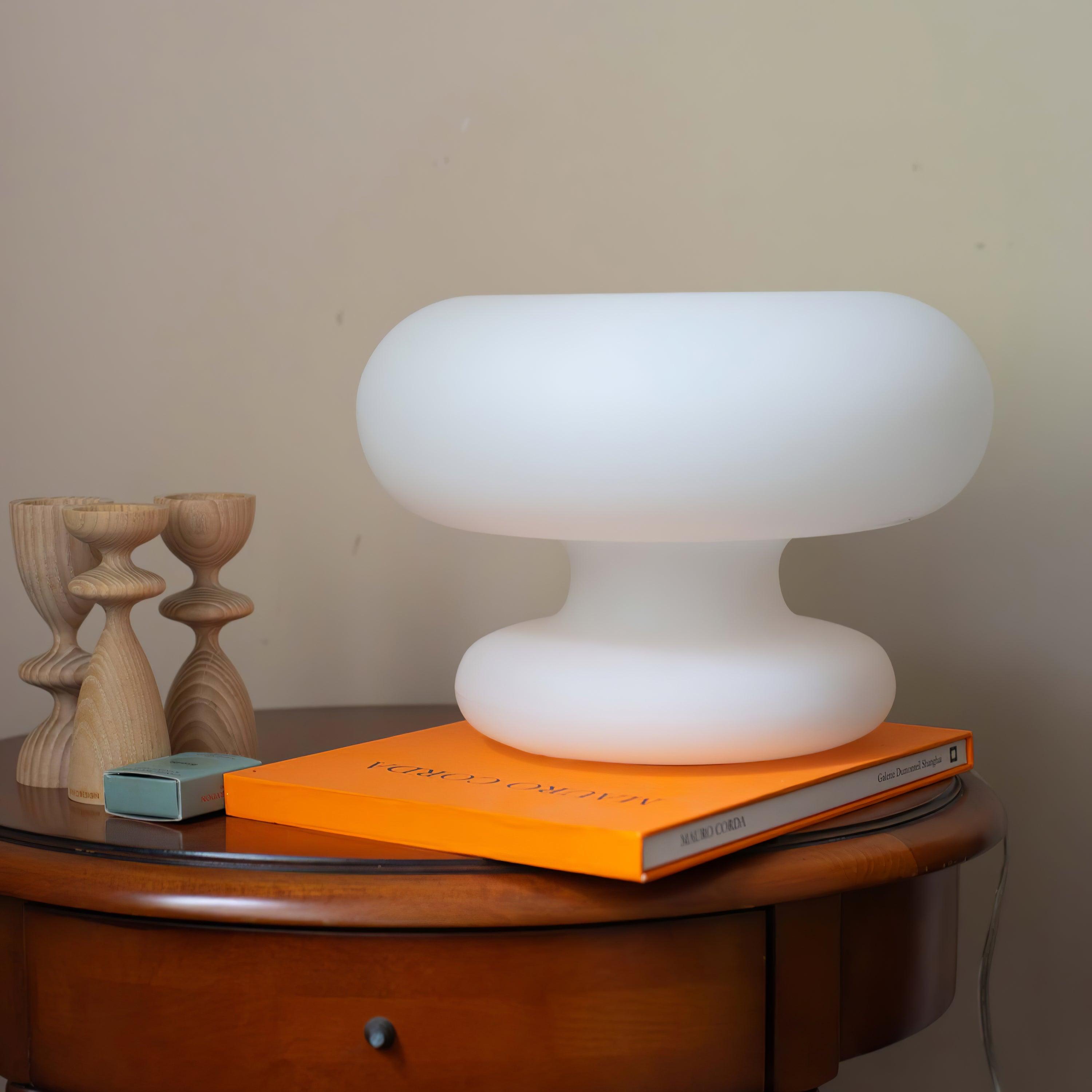 LumiDon Tischlampe – Modern, Donut-Form, Weiß,