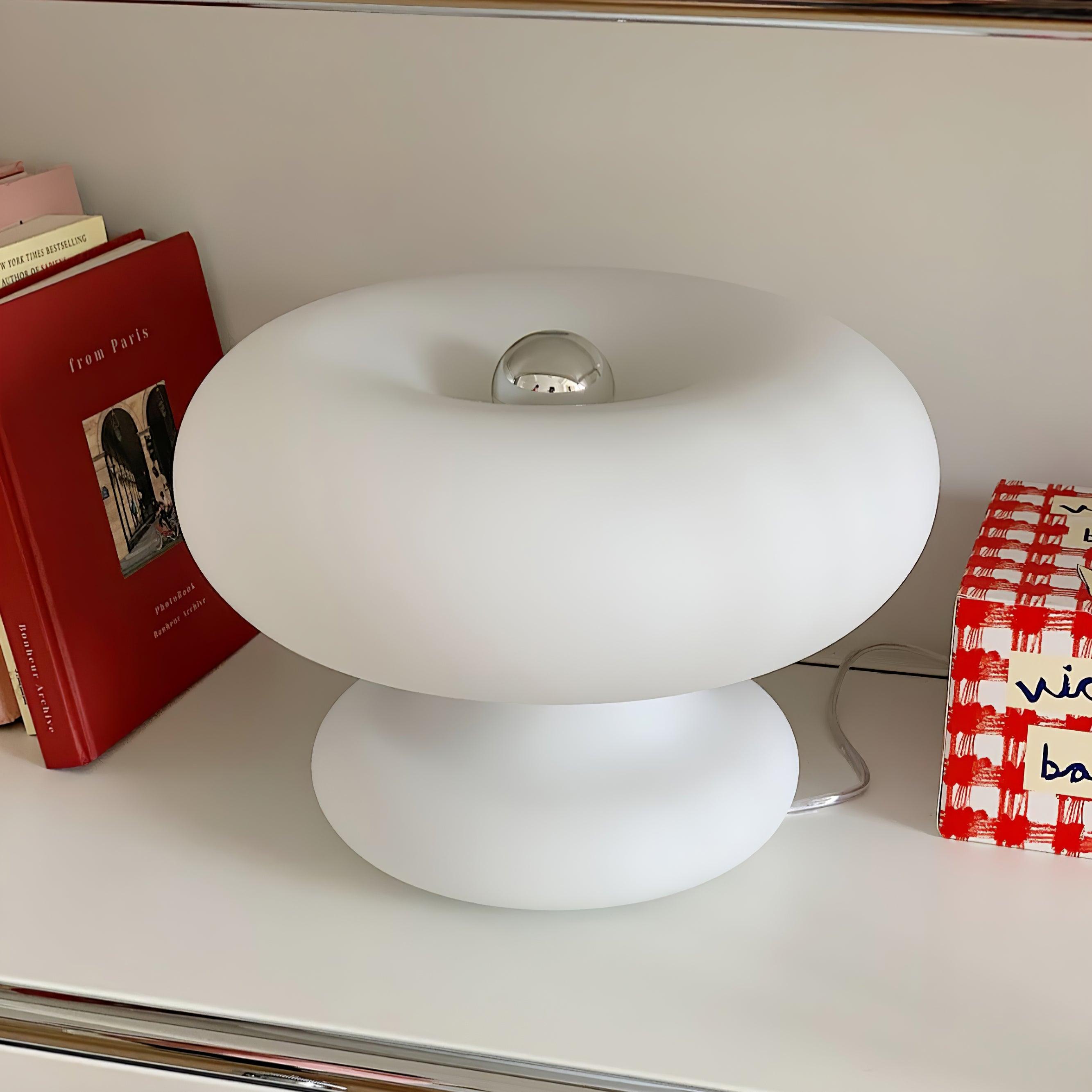 LumiDon Tischlampe – Modern, Donut-Form, Weiß,