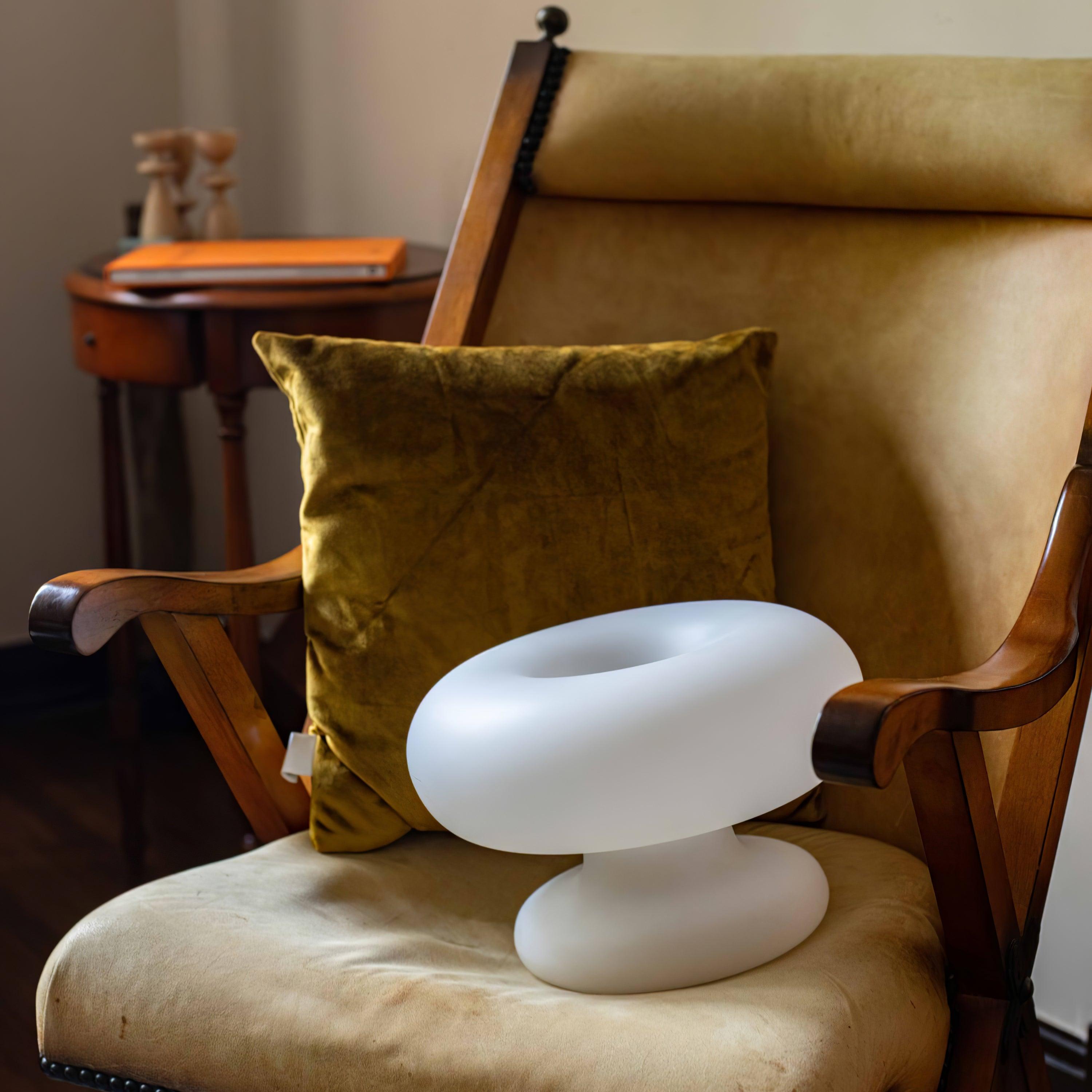 LumiDon Tischlampe – Modern, Donut-Form, Weiß,