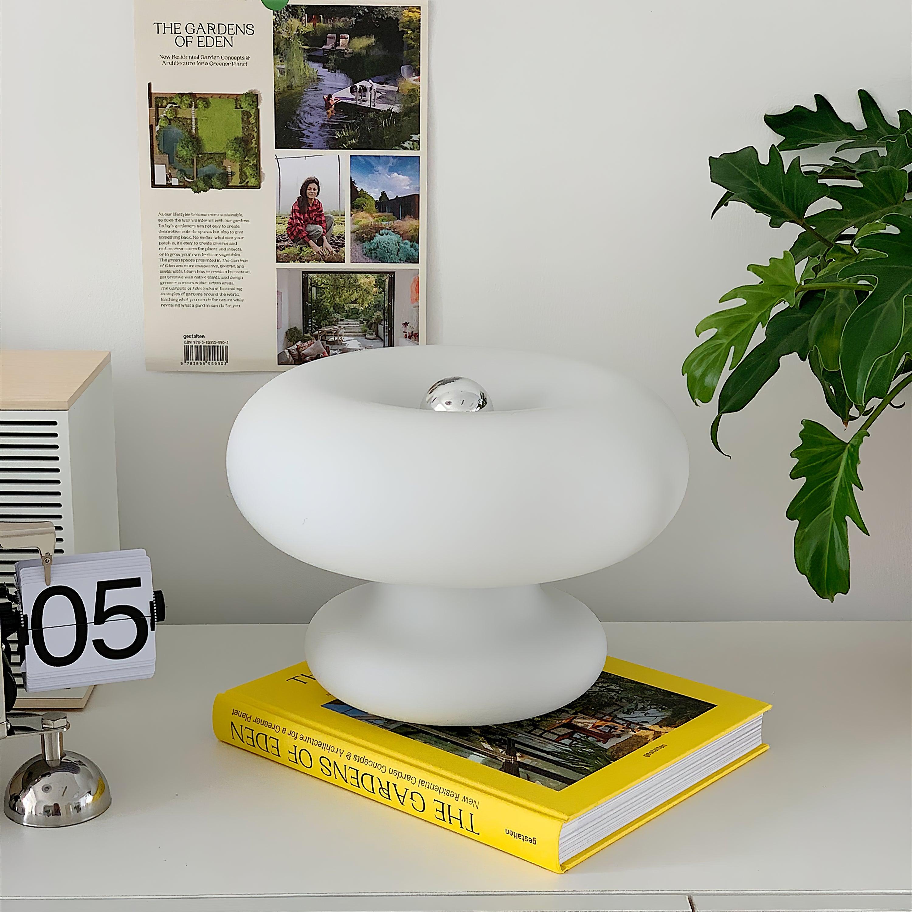 LumiDon Tischlampe – Modern, Donut-Form, Weiß,