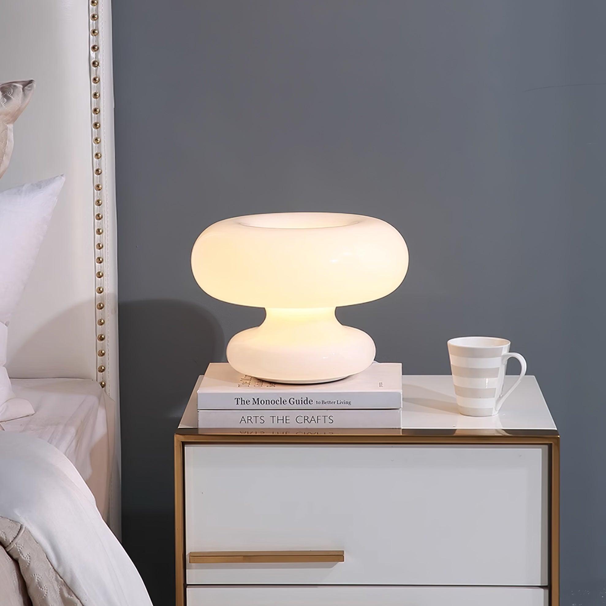 LumiDon Tischlampe – Modern, Donut-Form, Weiß,