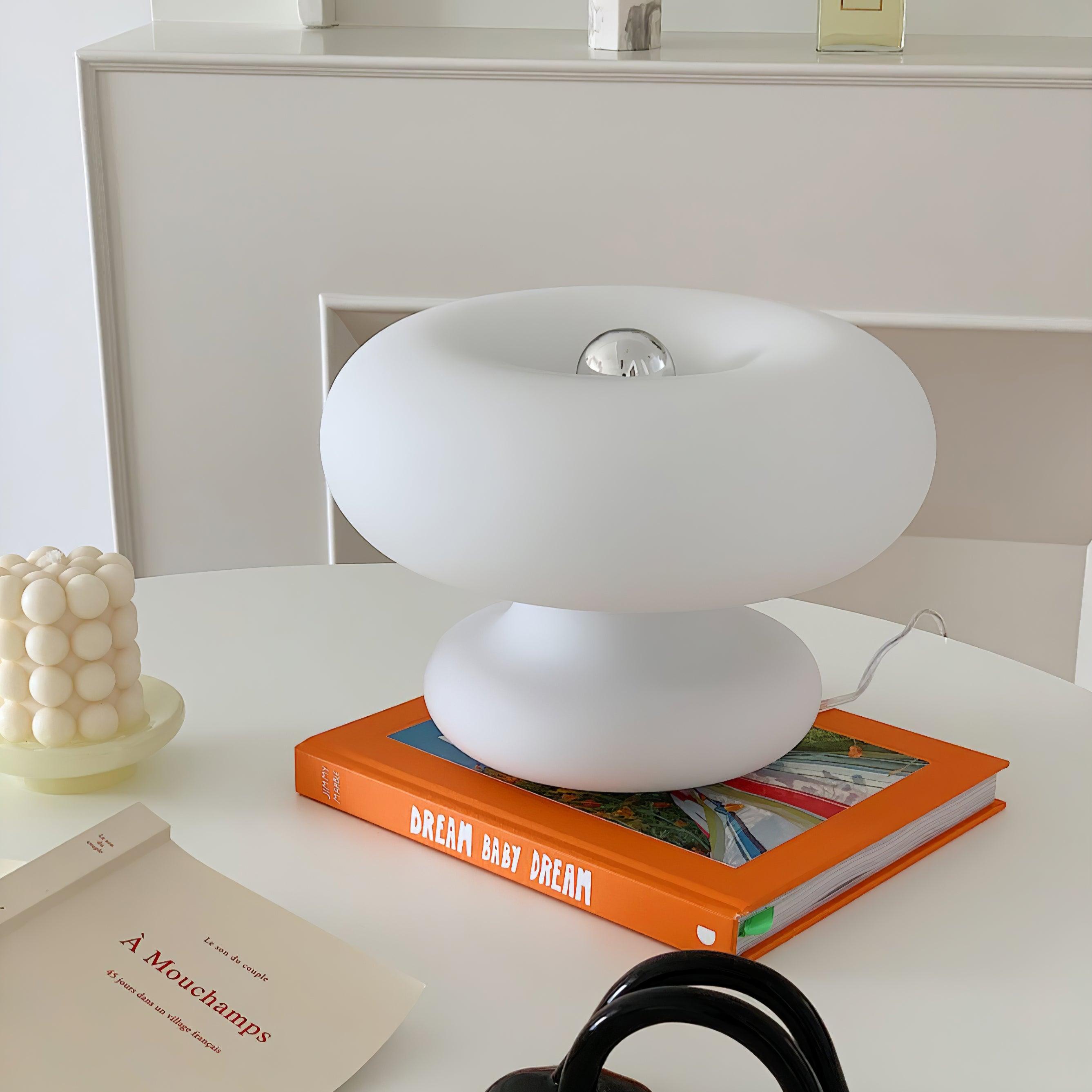 LumiDon Tischlampe – Modern, Donut-Form, Weiß,
