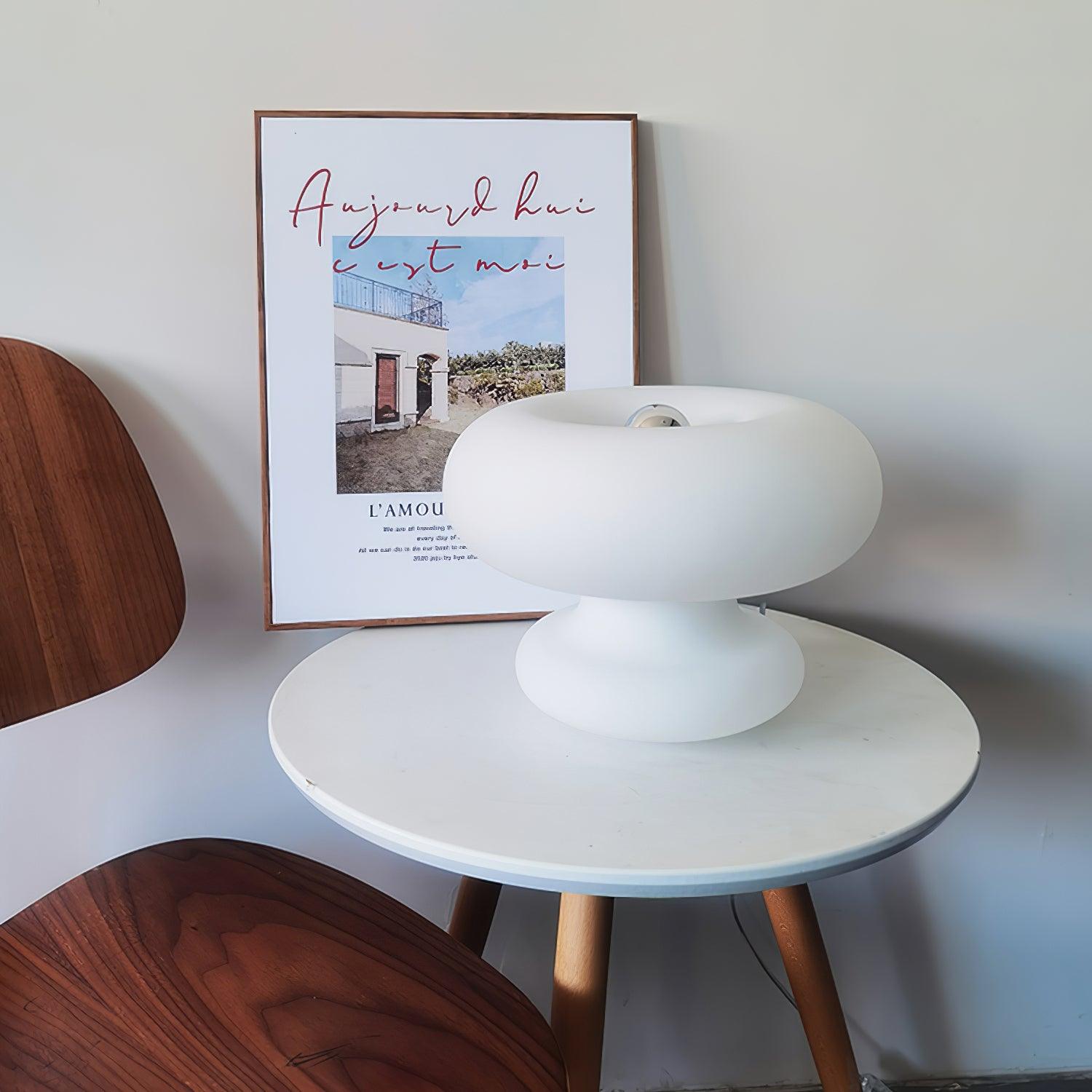 LumiDon Tischlampe – Modern, Donut-Form, Weiß,
