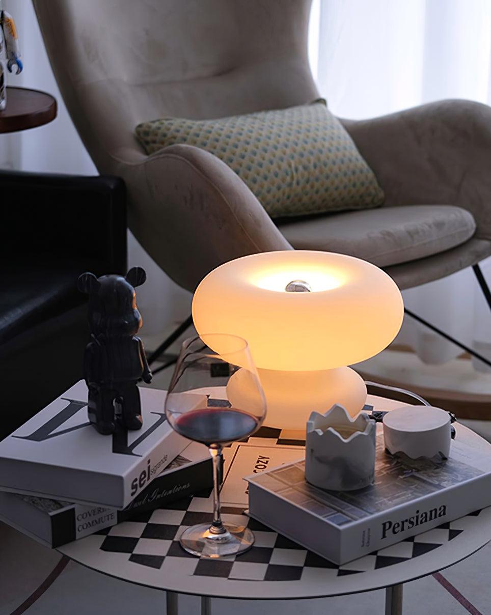 LumiDon Tischlampe – Modern, Donut-Form, Weiß,