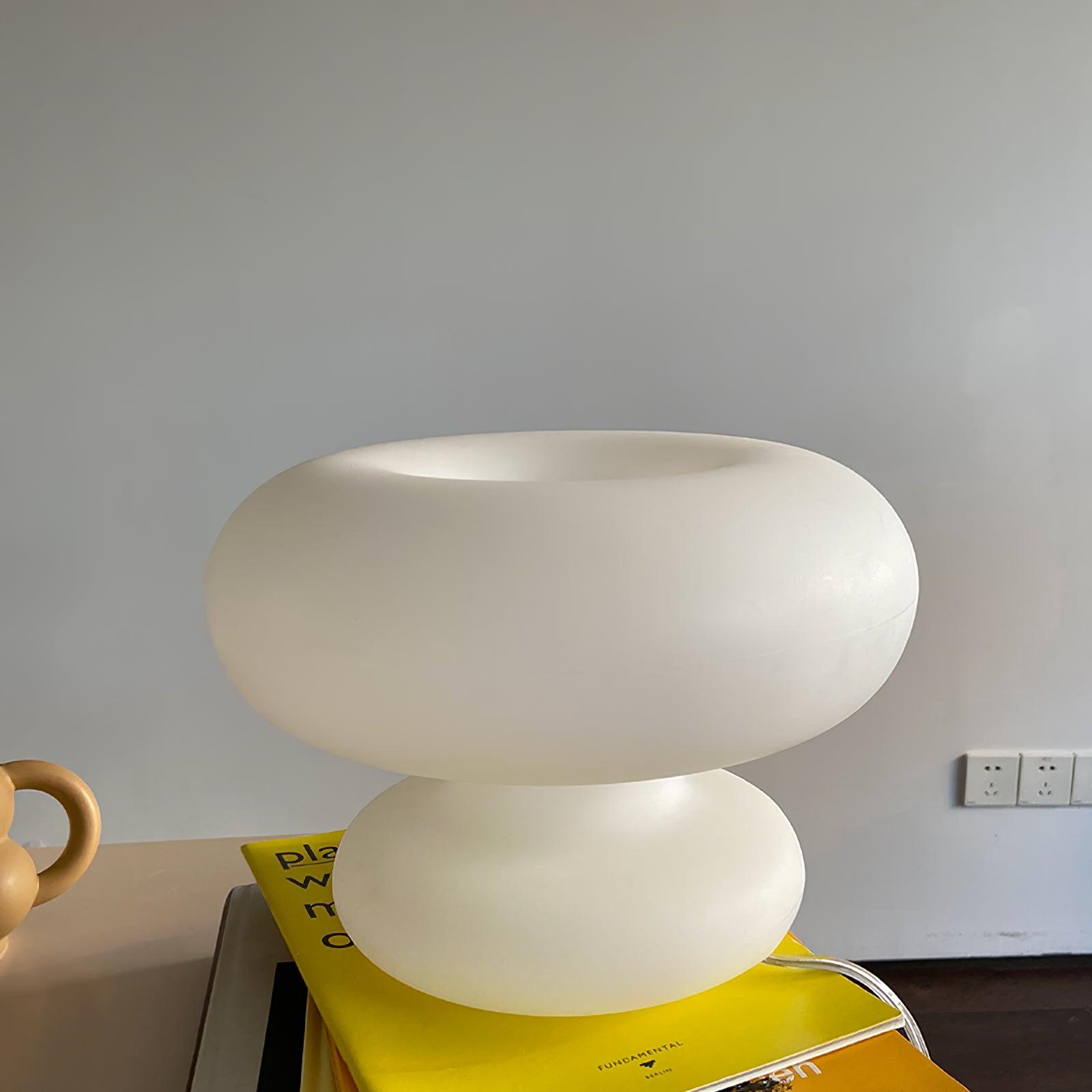 LumiDon Tischlampe – Modern, Donut-Form, Weiß,