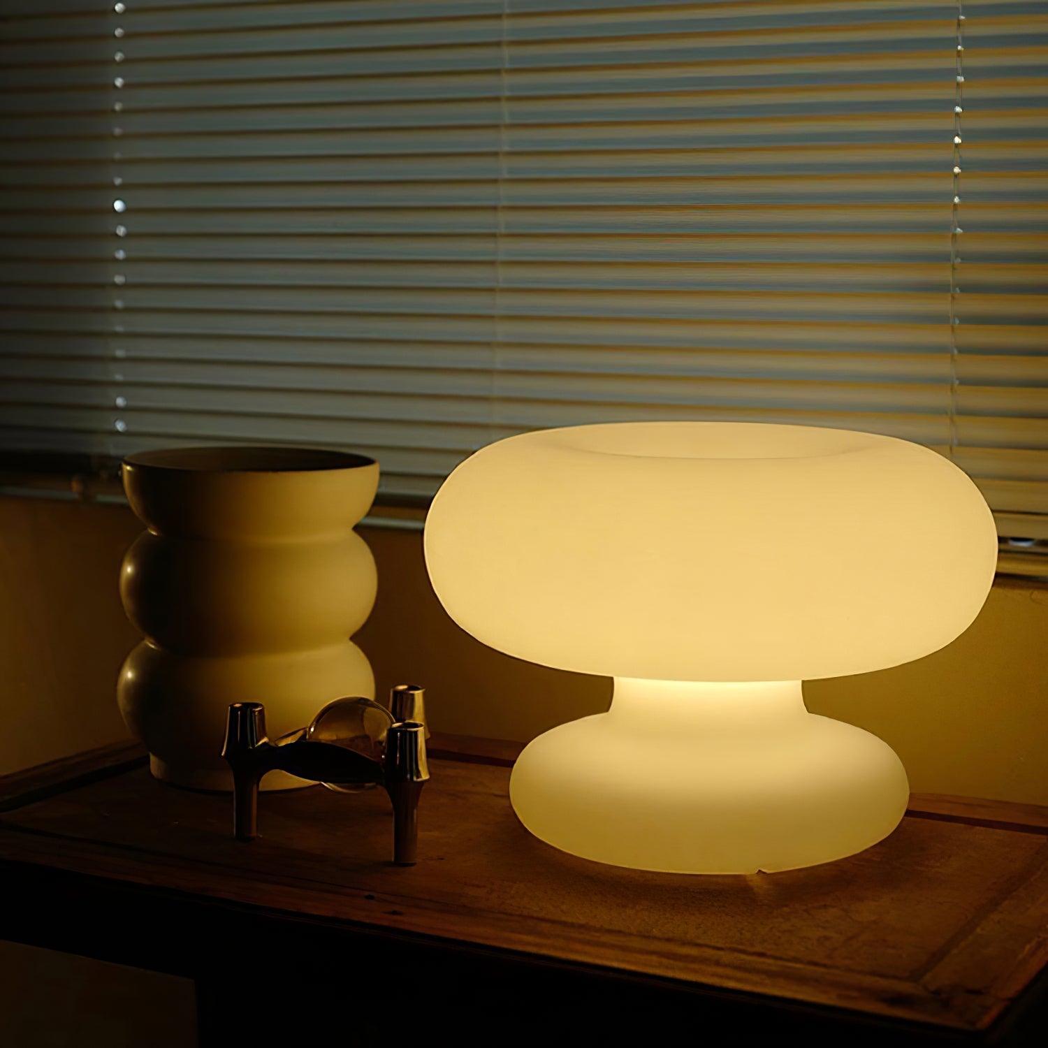 LumiDon Tischlampe – Modern, Donut-Form, Weiß,