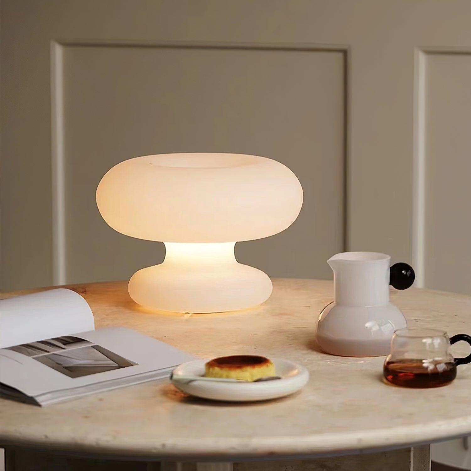 LumiDon Tischlampe – Modern, Donut-Form, Weiß,