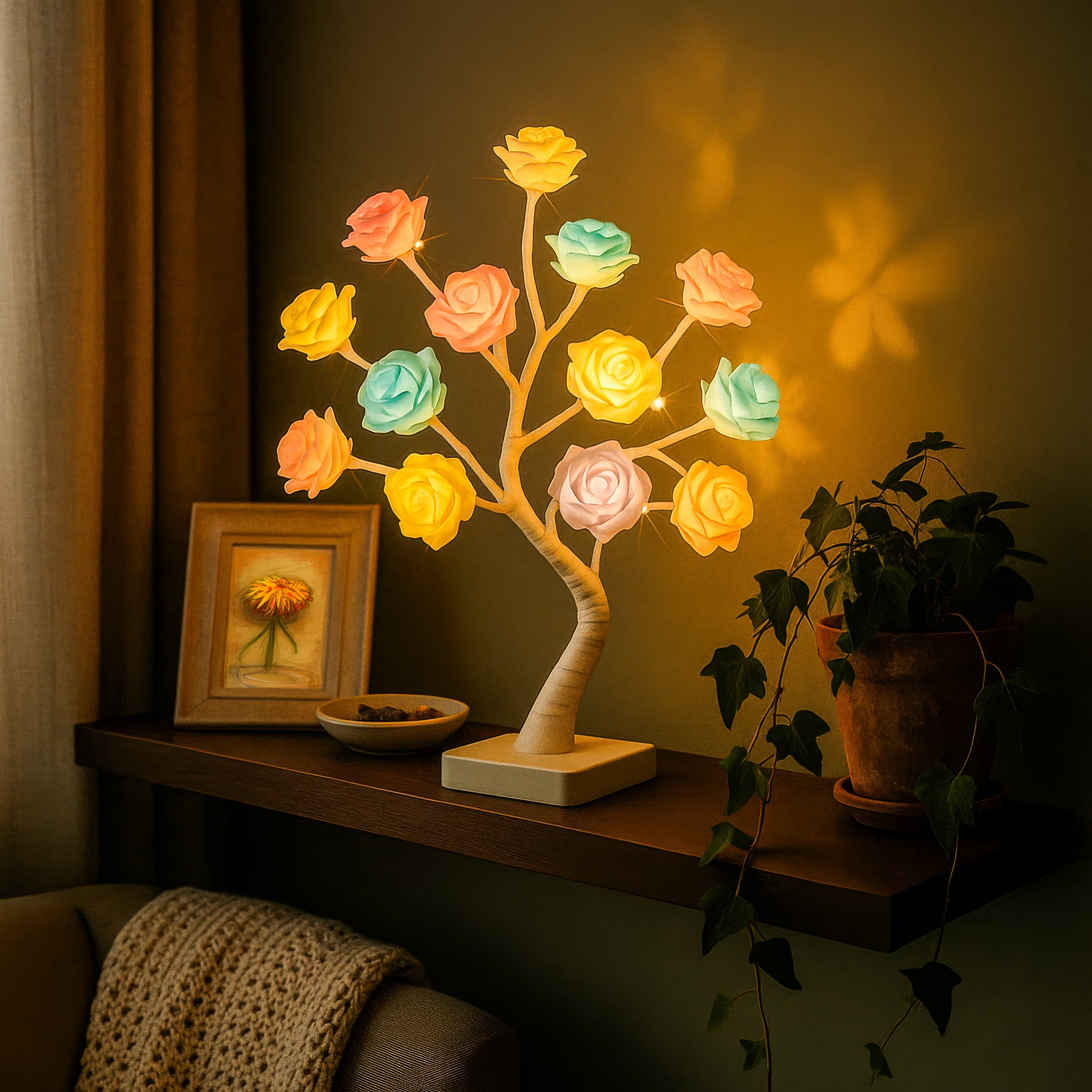 Blütenlicht Baum Aura – Deko-Lampe warmweiß für Wohnzimmer