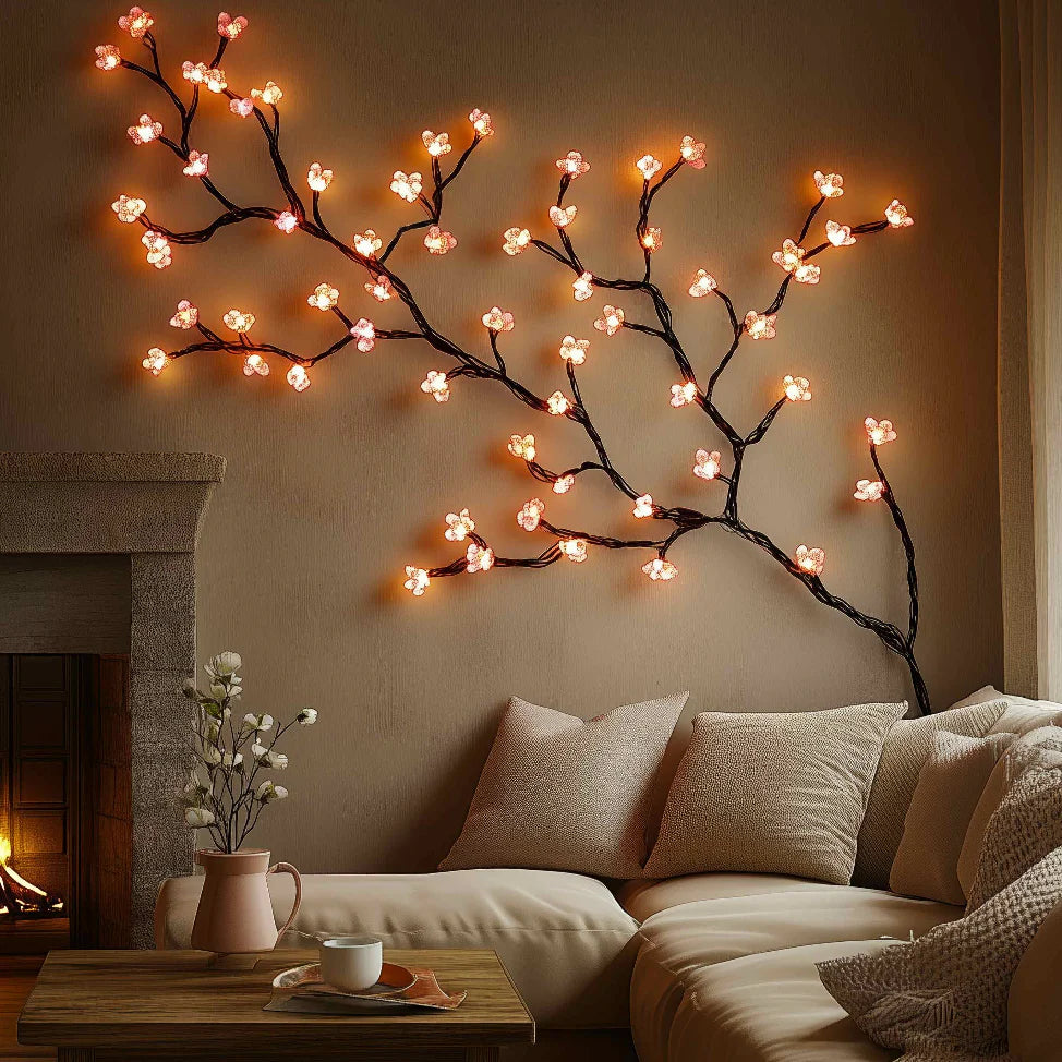 SakuraGlow Wandleuchte Floral LED Warmlicht Gold für Flur