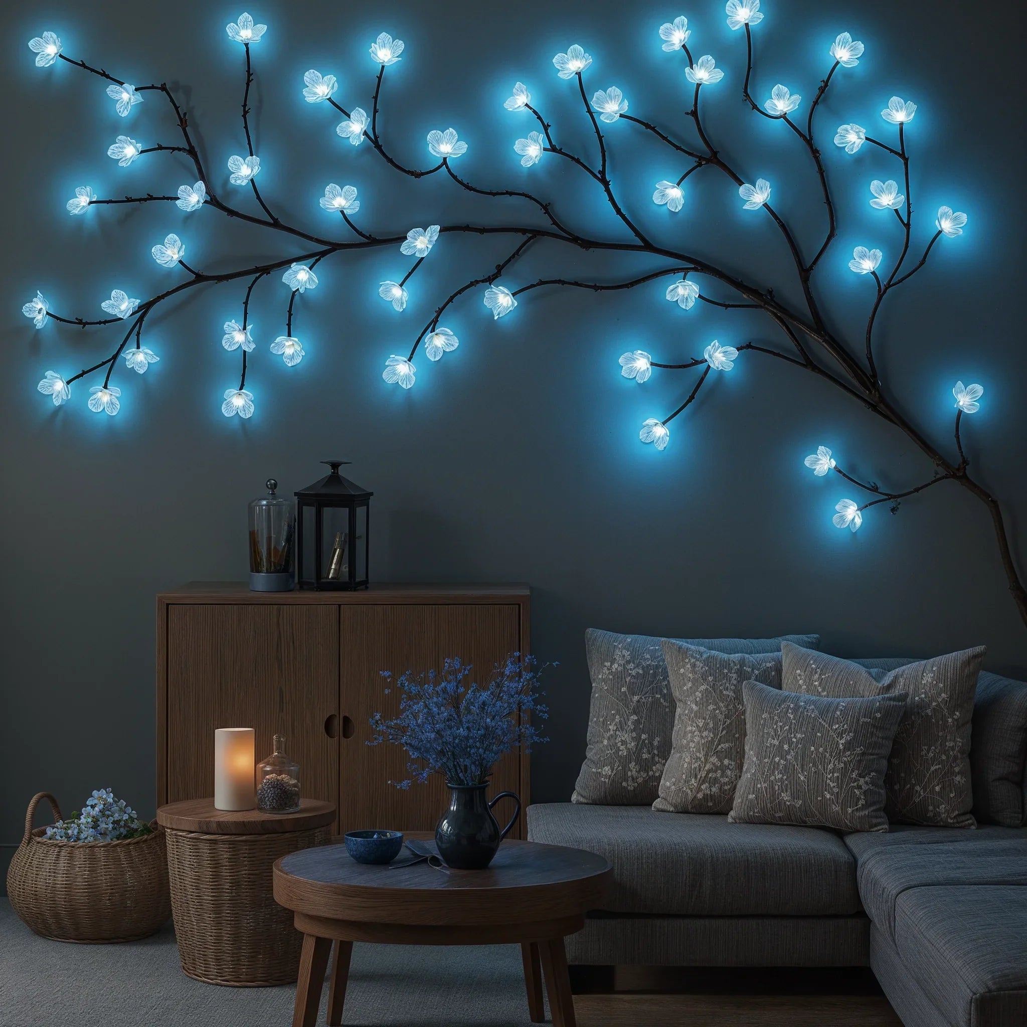 Leuchtende Eisblüten-Dekolampe in Weiß mit LED