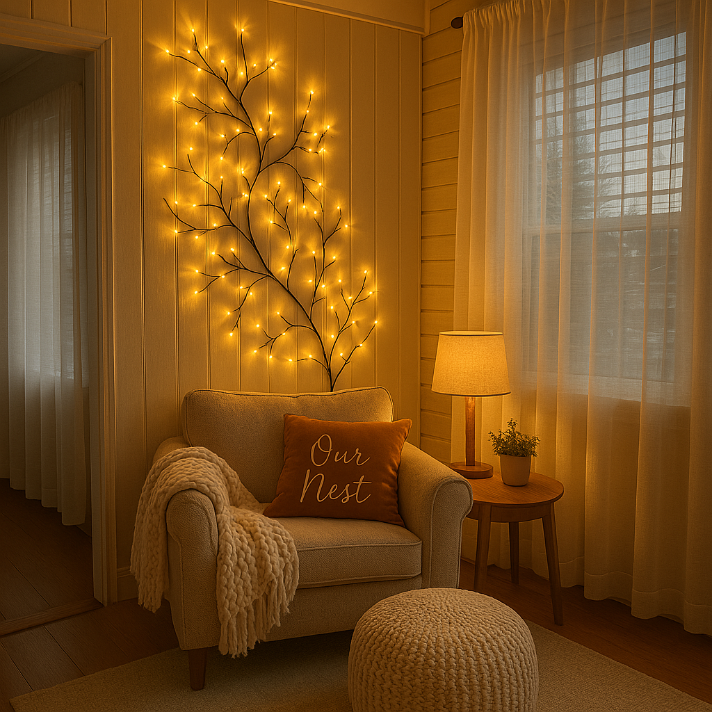 Wandlampe mit LED-Leuchtzweigen in Warmweiß