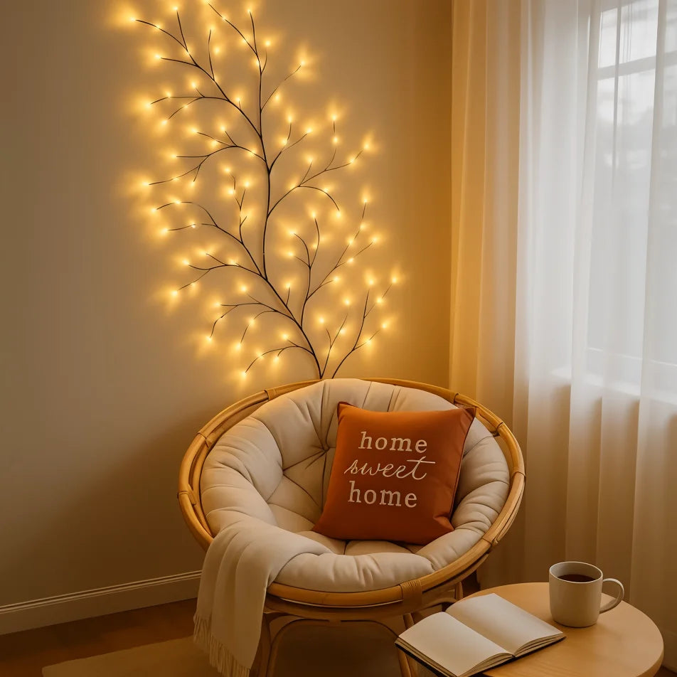 Wandlampe mit LED-Leuchtzweigen in Warmweiß